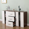 Wooden Luxurious Sideboard/Cupboard Storage Cabinet with LED Lights White+Walnut