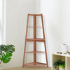 Corner Ladder Shelf 5 Tier Wooden Fan-Shaped Display Stand Storage Rack Bookcase