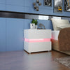 High Gloss Bedside Table Nightstand Cabinet Chest of 2 Drawer RGB LED Light Lamp