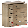5 Drawer Chest of Drawers Solid Pine Wood Waxed Storage Bedroom Furniture