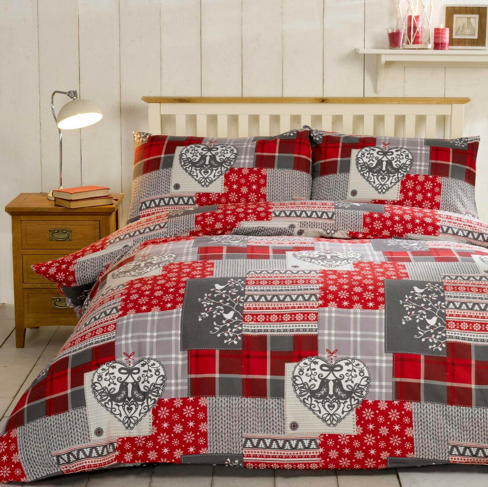 THERMAL 100% BRUSHED COTTON FLANNELETTE QUILT DUVET COVER BED SET COSY WARM SOFT