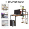 Compact Computer Desk Writing Table Modern Home Office w/ Shelf, Black