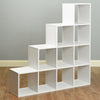 Hartleys White 10 Cube Shelving Unit Storage Furniture Shelf 6 Blue Fabric Boxes