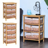 3/4 Drawer Dresser Wicker Storage Shelf Unit Wooden Home Organisation Natural