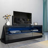 High Gloss TV Stand Black Unit Cabinet with RGB LED Light 2 Drawers 120cm Modern
