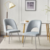 Velvet Dining Chairs Set of 2 Upholstered Seat Accent Chairs Kitchen Chairs Grey