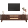 TV Stand Cabinet 2 Drawers 2 Doors Wooden Rattan TV Entertainment Unit Brown