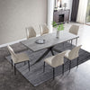 MDF Dining Table and PU Leather Chairs Set Middle Butterfly Extension Leaf Table
