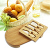 UK Oval Wooden Cheese Board 4 Piece Knife Set with Slide Out Drawer New