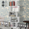 Wood Bookcase Bookshelf S Shape 5 Tier Shelves Free Standing Shelving Storage