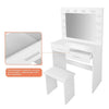 Modern Dressing Table Stool Vanity Set Makeup Desk w/ LED Light Mirror & Drawers
