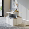 Mondeer 5PC Wooden Dining Table Set w/4 Storage Stools Compact Space Saver White