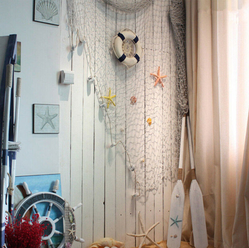 Nautical Fishing Net Seaside Wall Beach Party Sea Shells Home Garden D – Quildinc