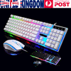 Gaming Keyboard and Mouse Set Rainbow LED USB Illuminated for PC Laptop PS4 Xbox