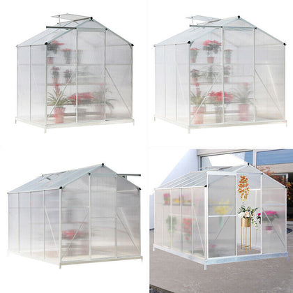 Walk-In Polycarbonate Greenhouse Garden Plant Grow Green House Aluminium Frame