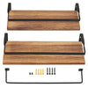 2X Wood Wall Hanging Shelf Storage Shelves Rustic Shelving Rack Display Kitchen