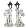 Resin Angel Statue with Lantern Solar Power Garden Lamp Post Figurine Ornament