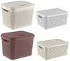 Small Large Rattan Plastic Storage Box Lid Basket Container Kitchen Home Office