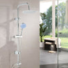 Round Shower Kit Twin Head Chrome Adjust Riser Rail Chrome Finish Set.