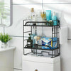 2-Tier Bathroom Over The Toilet Storage Shelf Iron Bathroom Organizer with Hooks