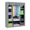 Fabric Canvas Wardrobe With Clothes Hanging Rail Shelves Storage Cupboard Grey