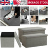 Grey Large Linen Folding Storage Ottoman Pouffe Seat Foot Stool Storage Box UK