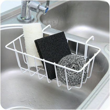 1X Metal Sink Organiser Hanging Storage Rack Dish Cleaning Drying Sponge Holder