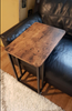 Industrial Side Table Vintage Sofa End On Wheels Stand Rustic Metal Coffee Unit