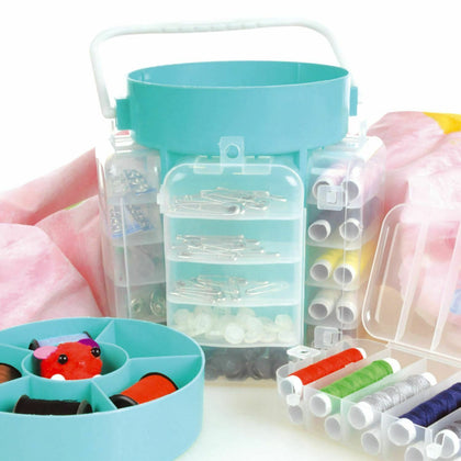 210pc Deluxe Sewing Kit Set With Storage Caddy Box Thread Needles Pins Buttons