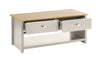 Off White Oak Coffee Table 2Drawer Occasional Table D Cup Metal Handles