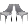 Pair of Classic Grey Fabric Material Upholstered Dinner Dining Chairs Black Legs