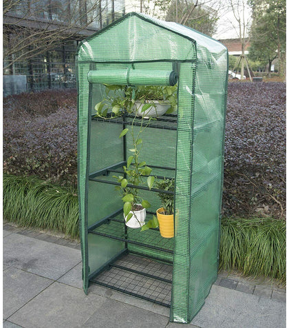 4 Tiers Mini Greenhouse Herb Flower Garden House Roller Indoor/Outdoor Plants