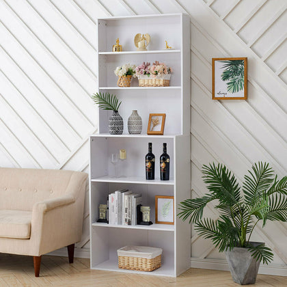 6 Tier Bookcase Wooden Storage Bookshelf Shelving Unit Adjustable Home Office