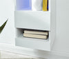 WALL MOUNTED TALL SHELF UNIT CUPBOARD CABINET WITH LED WHITE