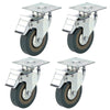 4 X Heavy Duty 75mm Rubber Swivel Castor Wheels Trolley Caster Brake 360KG UK