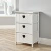 White Wooden 3 Drawer Chest Storage Unit Bedroom Organiser Bedside Love Hearts