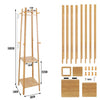 Bamboo Clothes Rail Stand Coat Rack with 2 Ladder Shelves w/Hooks Hallway Sturdy