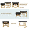Modern Coffee Table Nesting Set of 2 Side Table Golden Frame Marble Effects HT