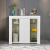 High Gloss Front Doors Sideboard Cabinet Cupboard LED Glass Shelf Buffet White