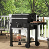 Outdoor Charcoal Grill BBQ Trolley Mobile Barbecue Cooker Smoker w/ Shelf Wheels