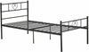 H.J Wedoo | 3FT Single Bed | Heart-Shape | Metal Bed Base | Black | 90 x 200cm |
