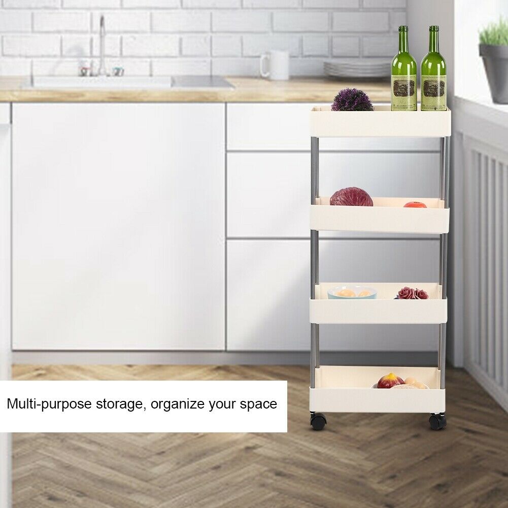 Slim Slide Out Kitchen Trolley Rack Holder Storage Shelf Organiser Mobile Stand