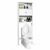 Over Toilet Cabinet Freestanding Washing Machine Rack W/ Open Shelves and Doors