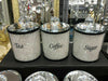 Crushed Diamond Crystal Filled Tea Coffee Sugar Canisters Jars Kitchen Storage