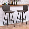 Vintage 2x Bar Stools Breakfast Chairs Dining Chair High Legs Kitchen Dark Grey