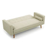 3 Seater Cream Sofa Bed Fabric New Foam Wood Legs Double Bed with 2 Cushions