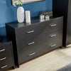 Wide Chest of 6 Drawers Black Bedroom Storage Drawers Metal Runners