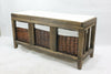 Painted Wooden Hallway Bench Seat 3 or 2 Baskets Pull-Out Storage Cushioned Top