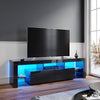 160cm Black TV Entertainment Unit LED Stand With Storage Drawers High Gloss Door