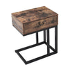 C-Shaped Sofa Side Table Vintage Coffee Snack Table Laptop Stand Drawer Bed End